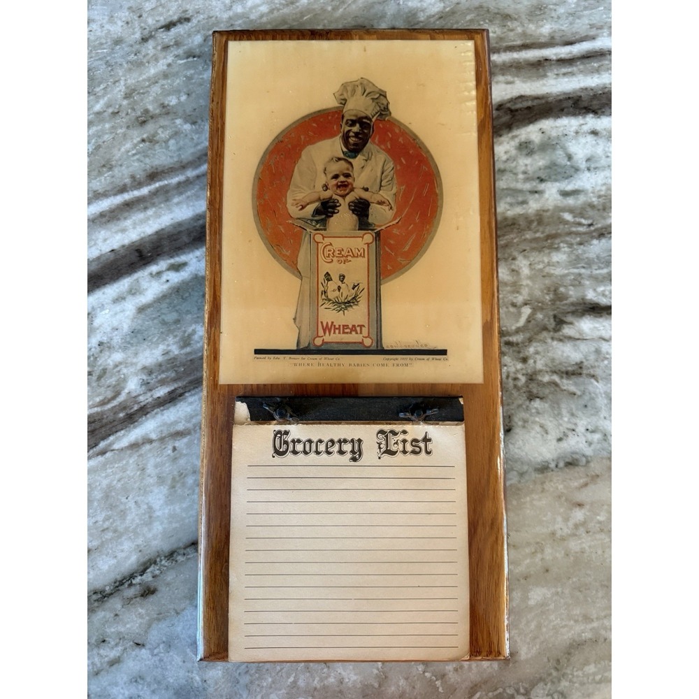 VTG Advertising Cream of Wheat Grocery Wooden List Holder Farmhouse Decor